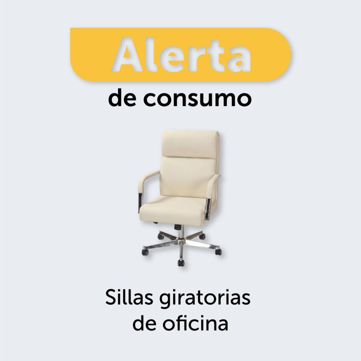 Defensoría del Consumidor alerta riesgo de caídas y lesiones graves por uso de sillas de oficina giratorias