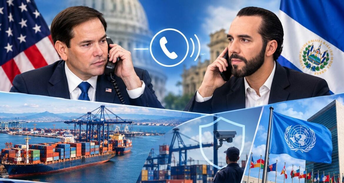 Marco Rubio y Nayib Bukele dialogan sobre seguridad portuaria y agenda ante la ONU